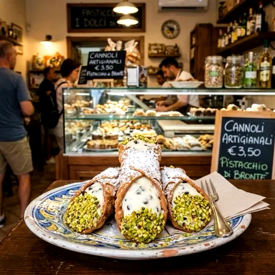 Cannoli y repostería fotografiada para la carta