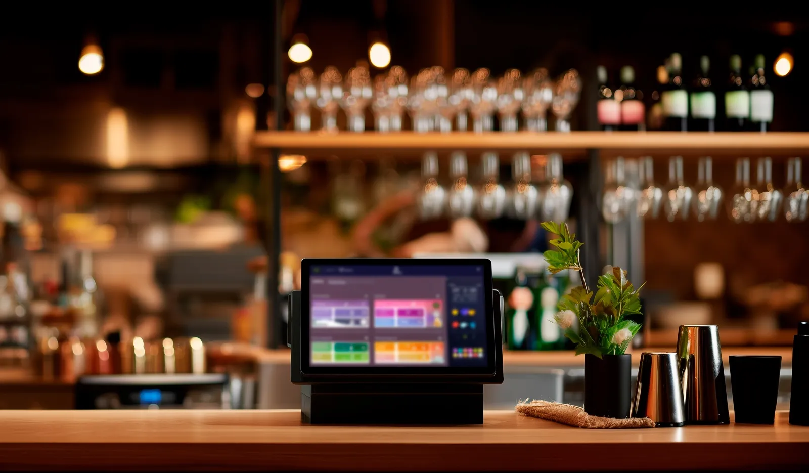 La barra del restaurante durante el servicio